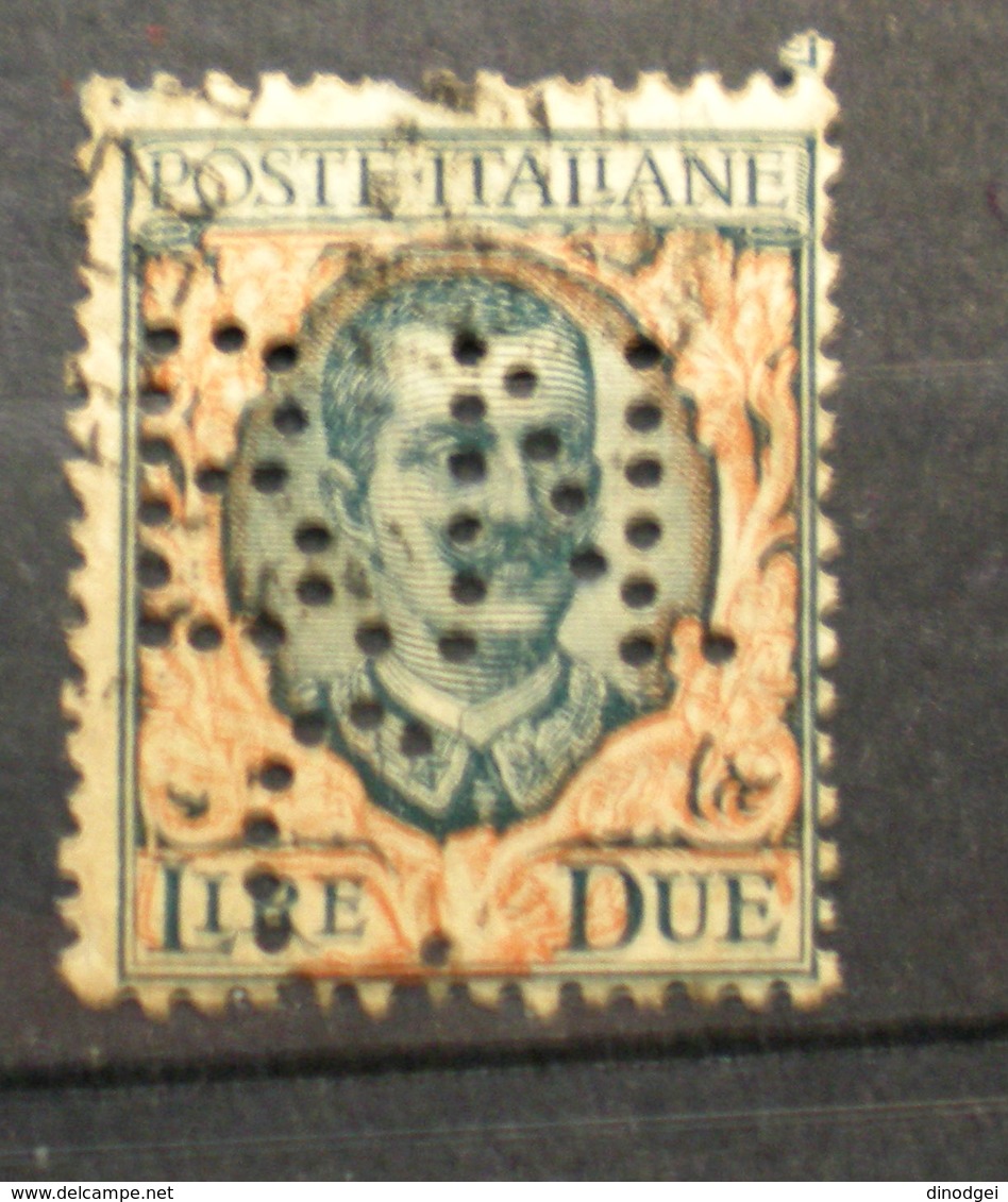 065 - ITALIA - REGNO - 1923 - " Floreale Lire Due PERFIN " Viaggiati - Usati