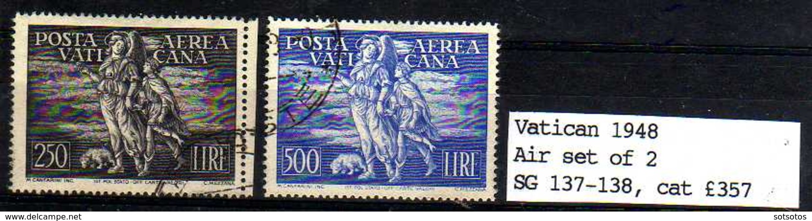 VATICAN 1948: The Air Set TOBIAS - USED - VERY LIGHT CANCELS -  Very Rare - Poste Aérienne