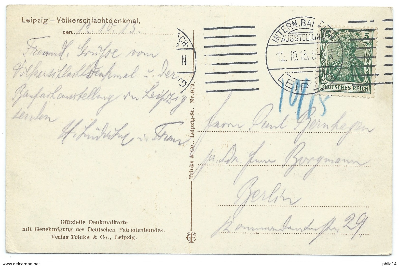 CARTE POSTALE ALLEMAGNE LIEPZIG / VOLKERSCHLACHTDENKMAL 1913 - Leipzig