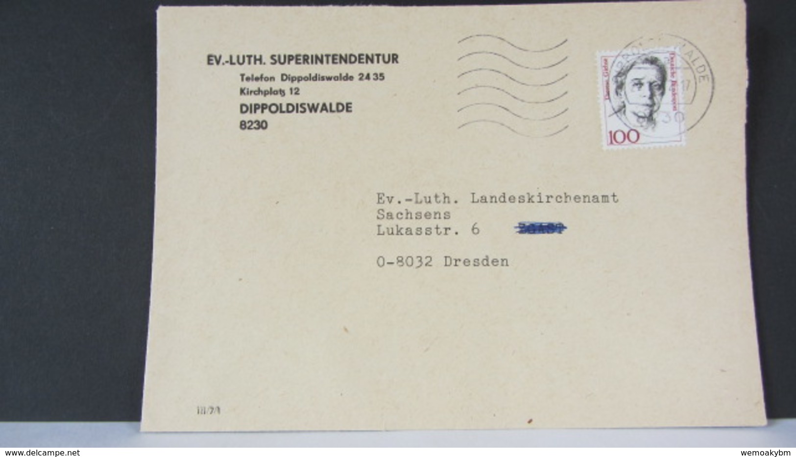 BRD: Brief MWSt 1992 Im VGO Wurde Bei Wenigen Ämtern Entgegen Der Vorschrift Stempel Nach BRD-Muster Gefertigt-PLZ Unten - Maschinenstempel (EMA)