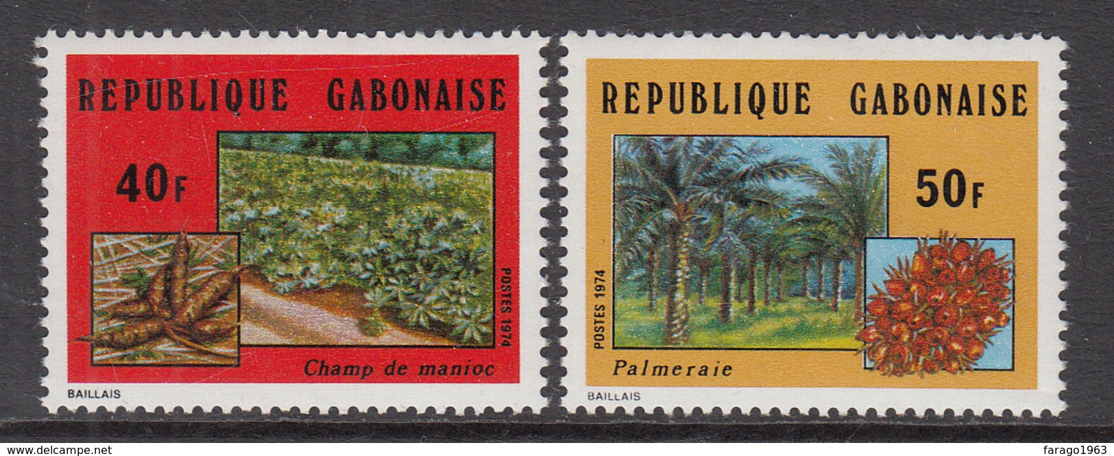 1974 Gabon Gabonaise Food Manioc Date Palms Trees Complete Set Of 2 MNH - Gabun (1960-...)