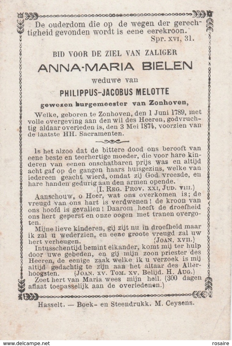 Anna Maria Bielen-zonhoven 1874-vrouw Van Burgemeester - Images Religieuses