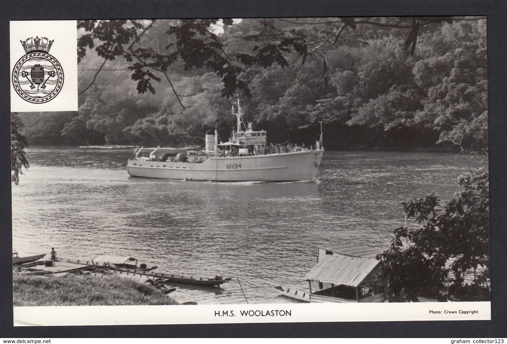 RPPC Modern Real Photo Postcard HMS Woolaston Royal Navy Ship Boat RP PC - Warships