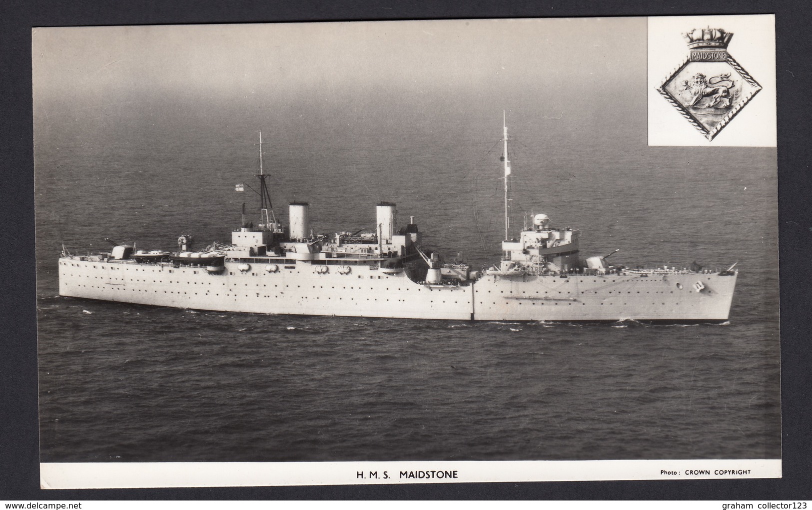 RPPC Modern Real Photo Postcard HMS Maidstone Royal Navy Sub Marine Depot Ship - Warships