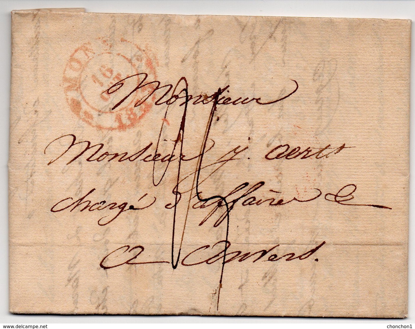 LAC - BELGIQUE - 1833 MONS Vers ANVERS -   AA6 - 1830-1849 (Belgique Indépendante)