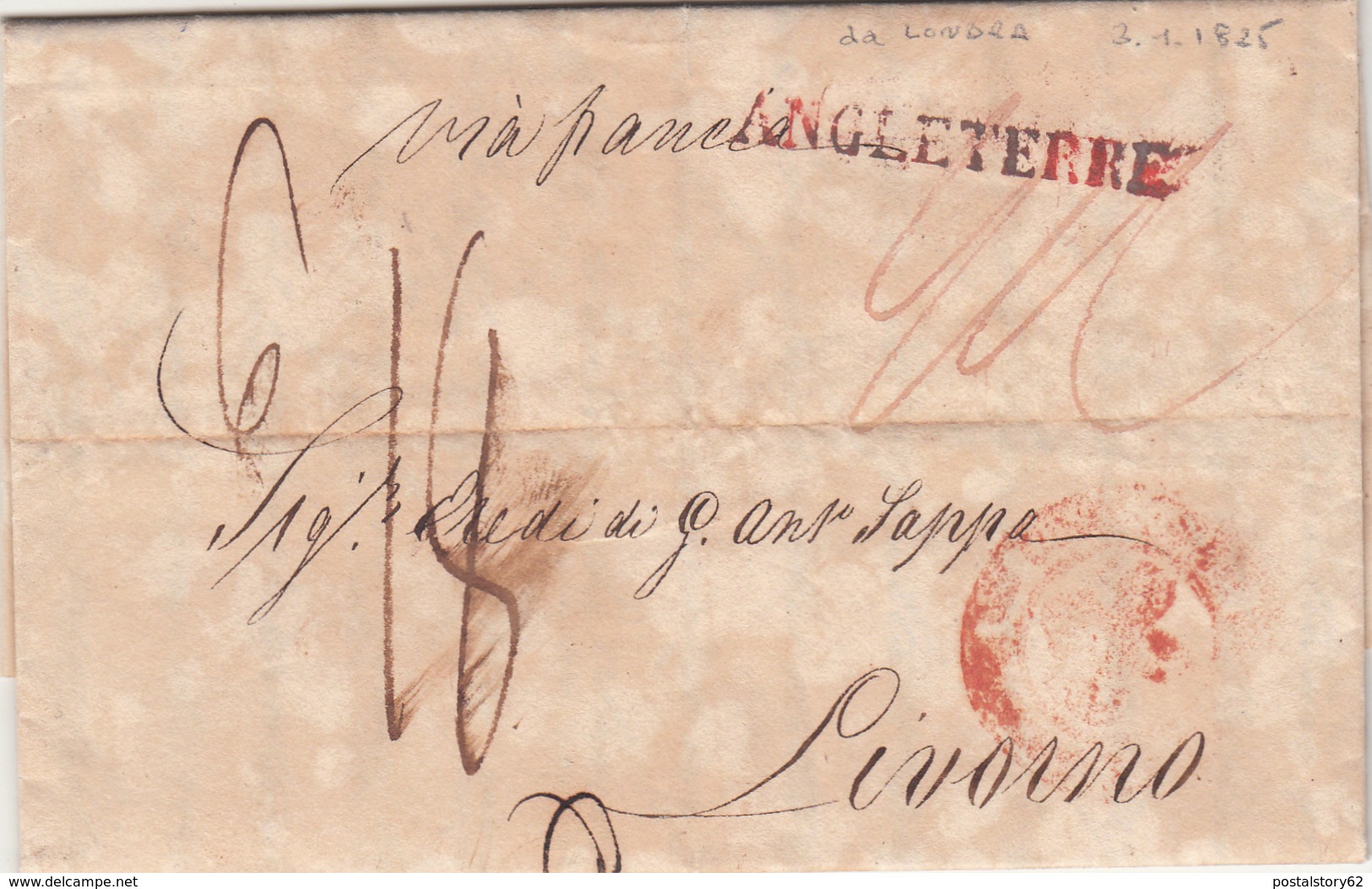 Londra Per Livorno, Via Di Francia. Lettera Con Contenuto 03 Gennaio 1825 - ...-1840 Voorlopers