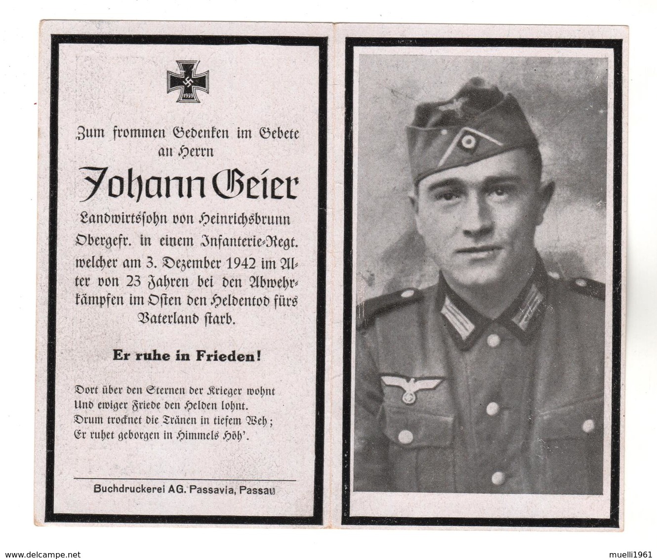 +2757, Deutsche Wehrmacht, Sterbebild - Guerre 1939-45