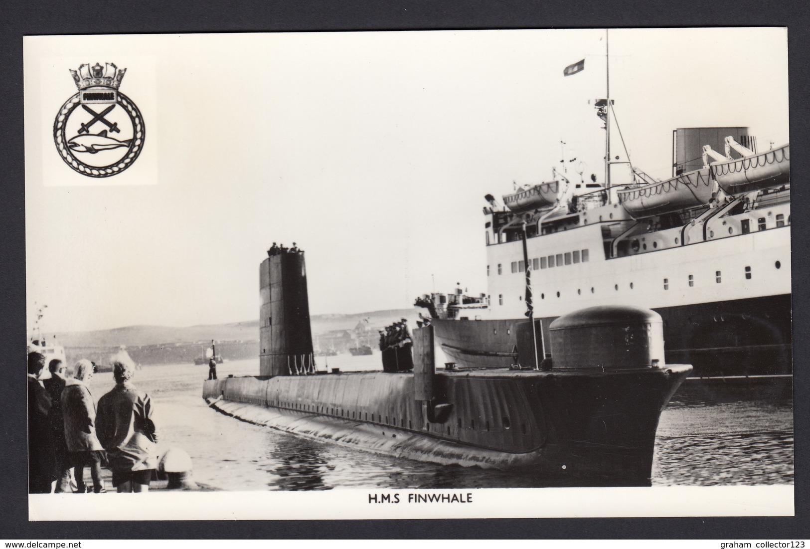 RPPC Modern Real Photo Postcard HMS Finwhale Royal Navy Ship Boat RP Submarine - Warships