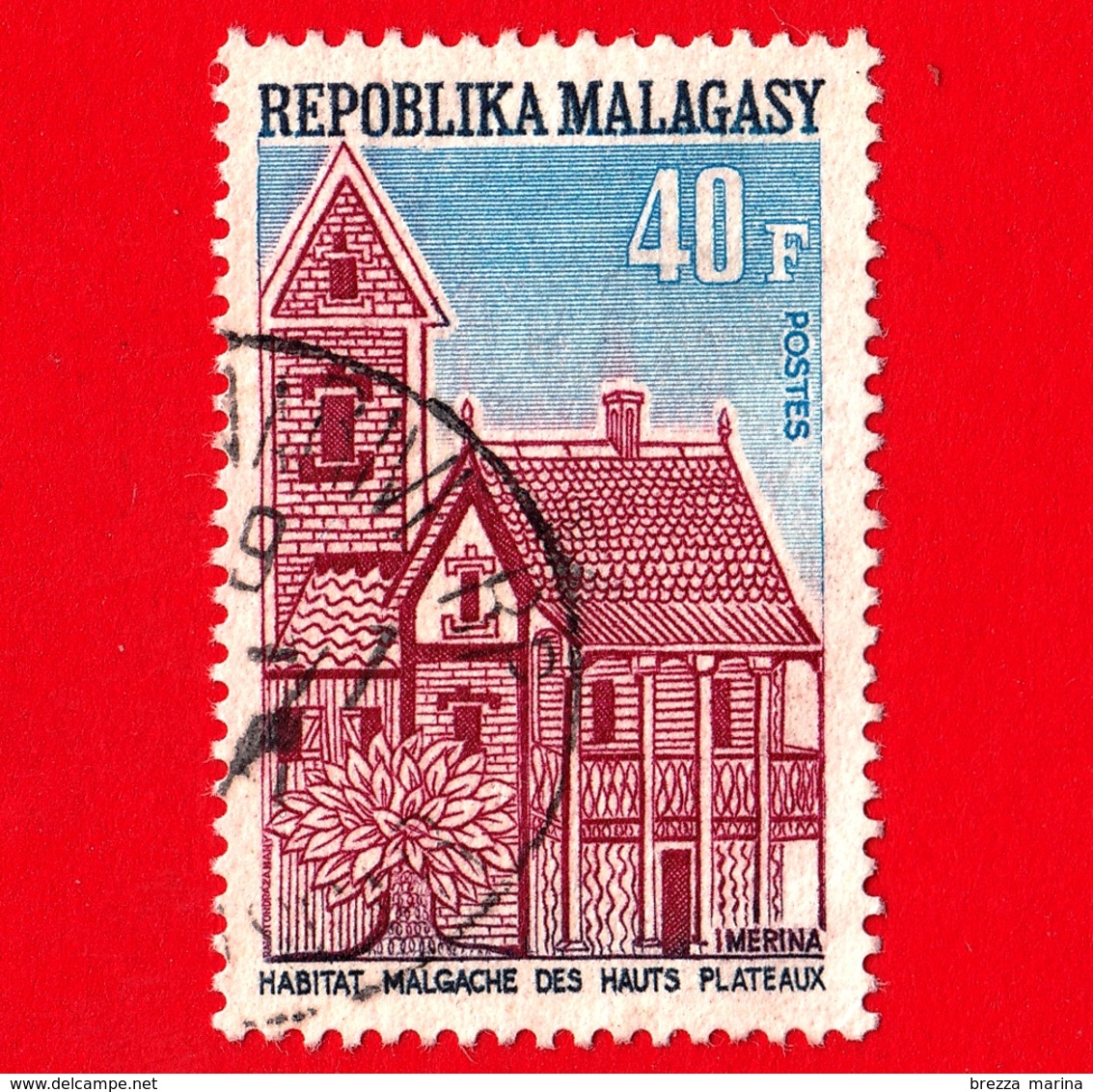 MADAGASCAR - Usato - 1969 - Edifici - Habitat Malagasy Highlands - 40 - Madagascar (1960-...)