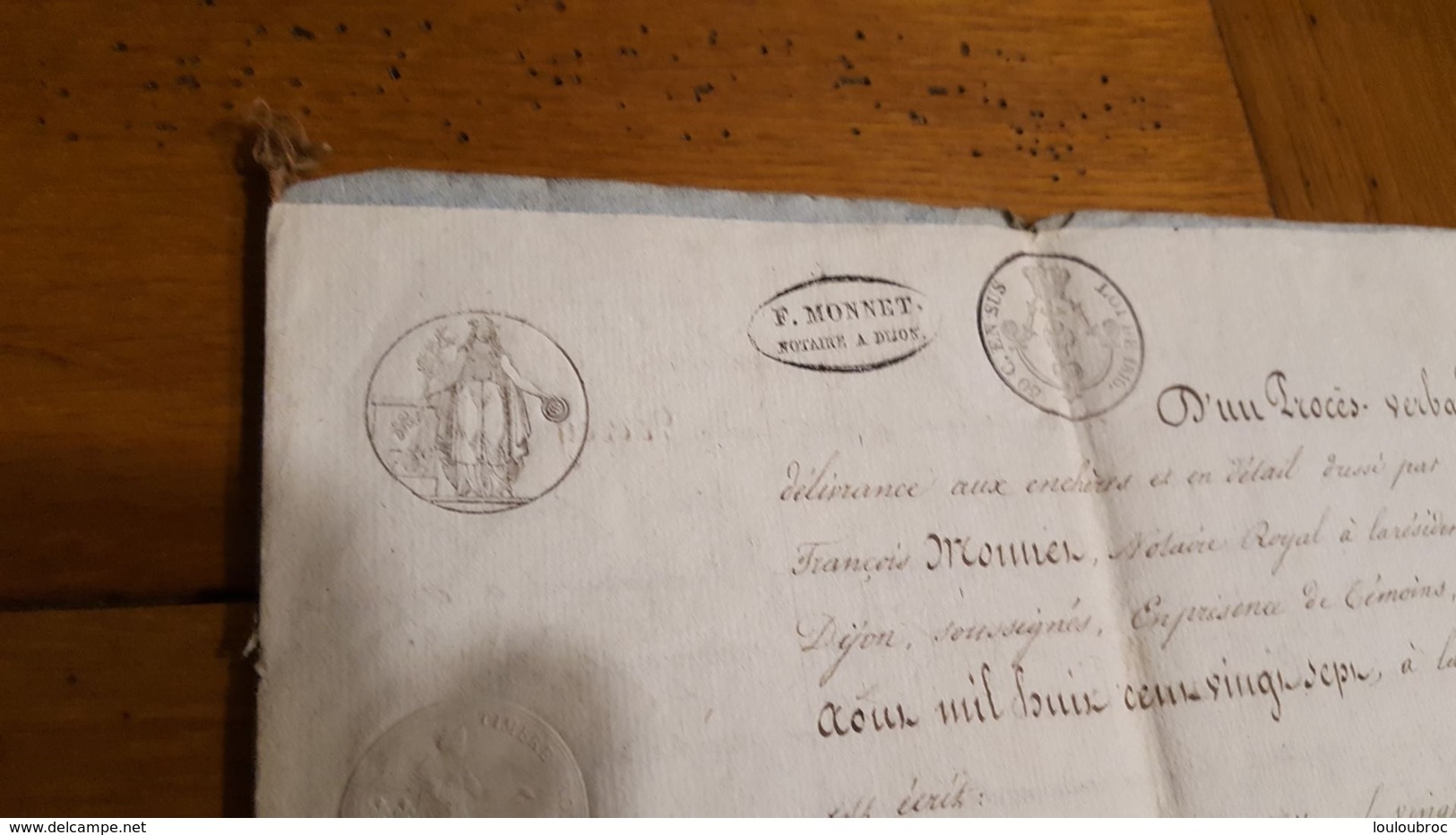 ACTE DE AOUT 1827 VENTE DE TERRE A BEIRE LE CHATEL - Historische Documenten