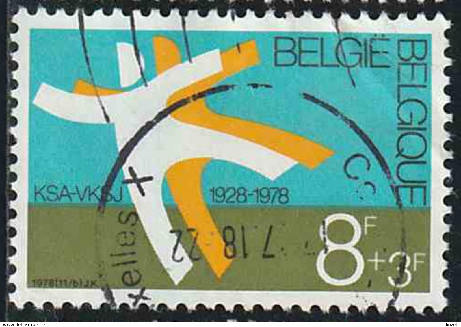 Belgique 1978 Yv. N°1914 - Action Estudiantine Catholique - Oblitéré - 1977-1985 Chiffre Sur Lion