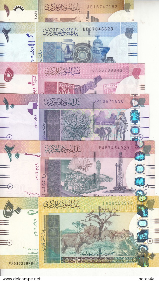 SUDAN 1 2 5 10 20 50 POUNDS 2006 P-64 65 66 67 68 69 EF/XF Crisp SET - Sudan