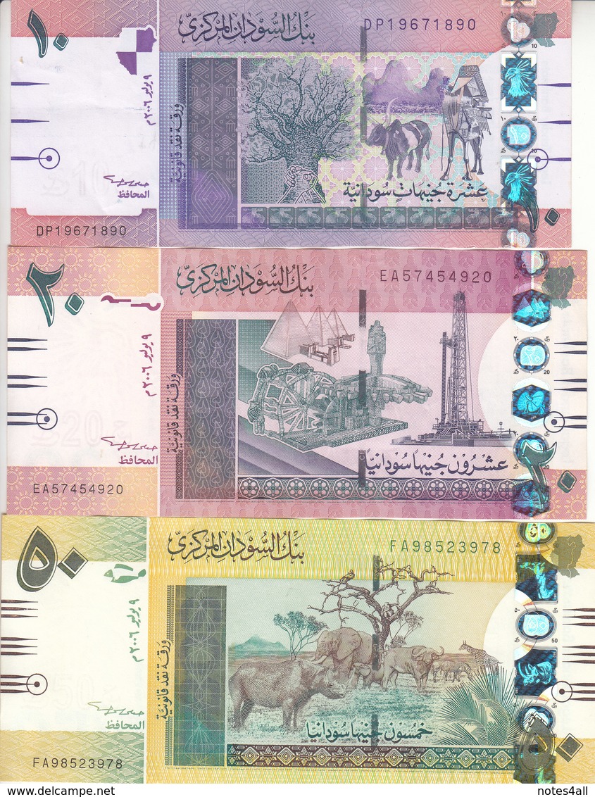 SUDAN 1 2 5 10 20 50 POUNDS 2006 P-64 65 66 67 68 69 EF/XF Crisp SET - Sudan