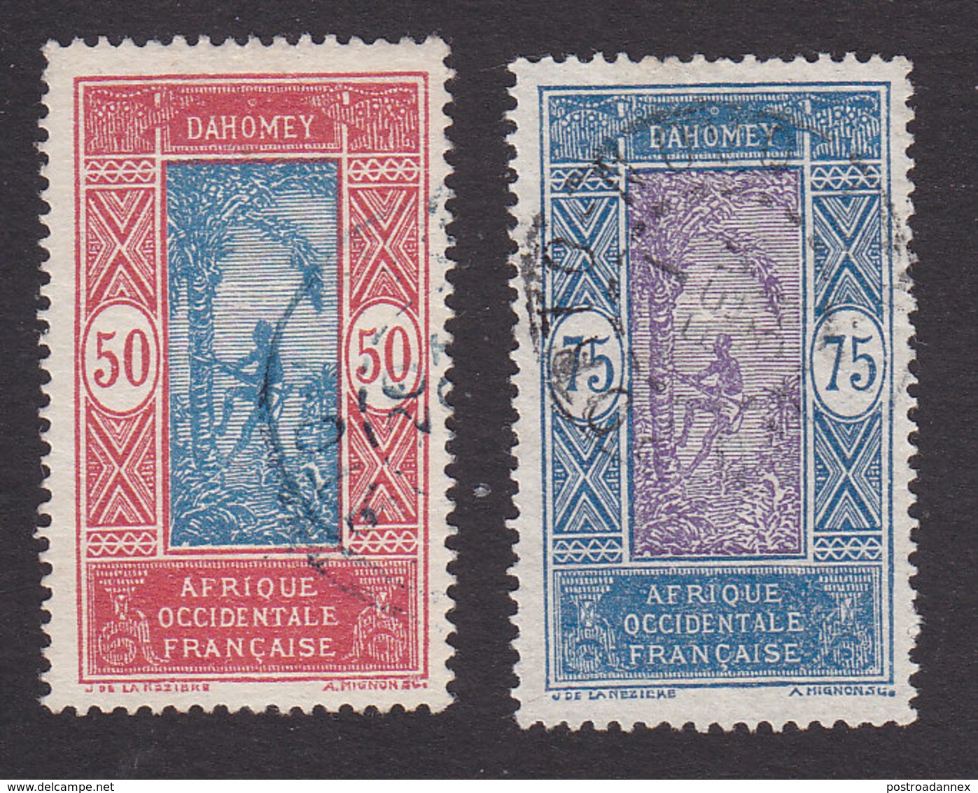 Dahomey, Scott #66, 70, Used, Man Climbing Oil Palm, Issued 1913 - Used Stamps