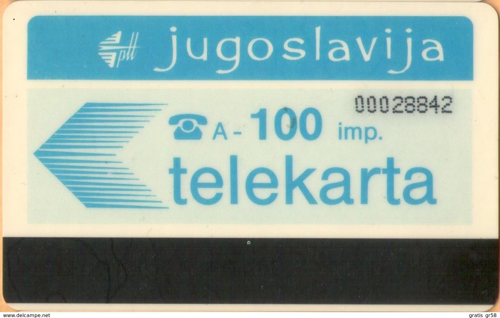 Yugoslavia - JUG-15, Autelca, Logo - Blue (No Muflon Radece), 100U, CN: 8 Digits, 100.000ex, Used - Jugoslavia