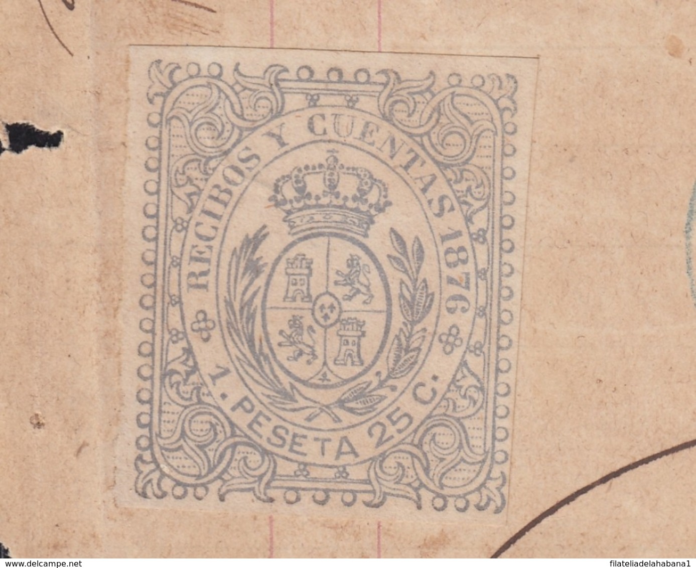 REC-51 CUBA SPAIN ESPAÑA (LG1630) RECIBOS REVENUE 1876. SHIP OQUENDO INVOICE 1875. - Segnatasse