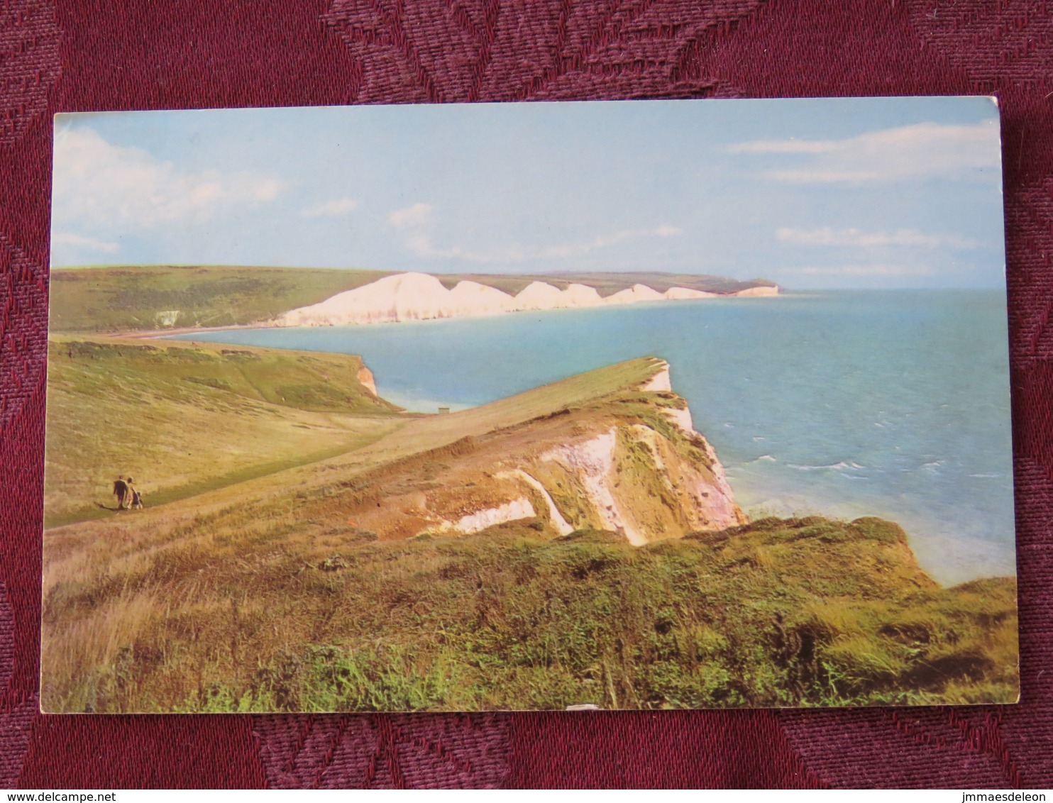 Great Britain 1968 Postcard " The Seven Sisters " Hastings (embroid Logo) To England - Machin Stamp 3x1 D - Coast Cliffs - Autres & Non Classés