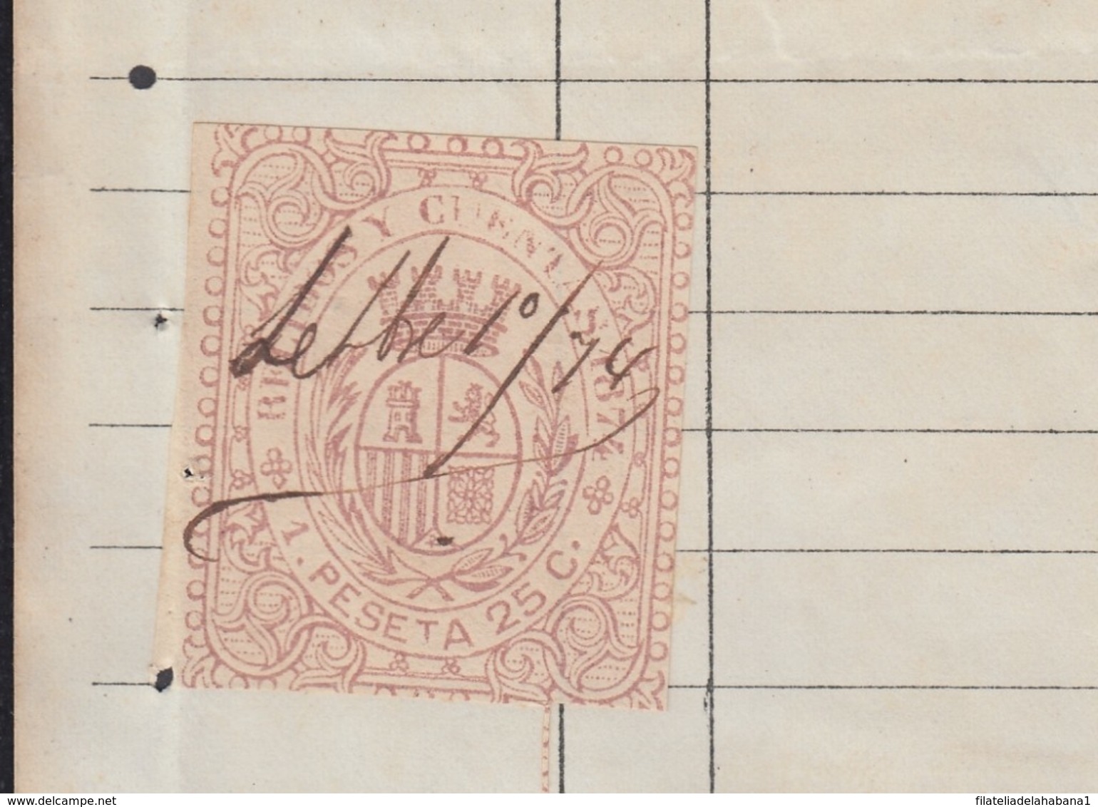 REC-127 CUBA SPAIN ESPAÑA (LG1635) RECIBOS REVENUE 1874. JOYERIA Y PLATERIA. JEWERLY INVOICE 1875. - Timbres-taxe