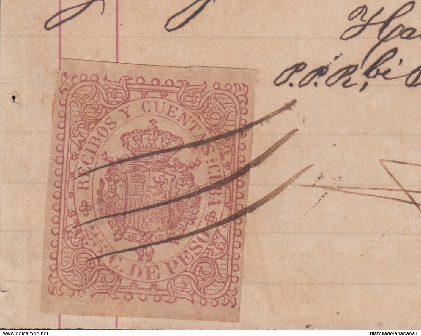 REC-129 CUBA SPAIN ESPAÑA (LG1637) RECIBOS REVENUE 1880. TREN FUNERARIO. MORTUORY INVOICE. - Timbres-taxe