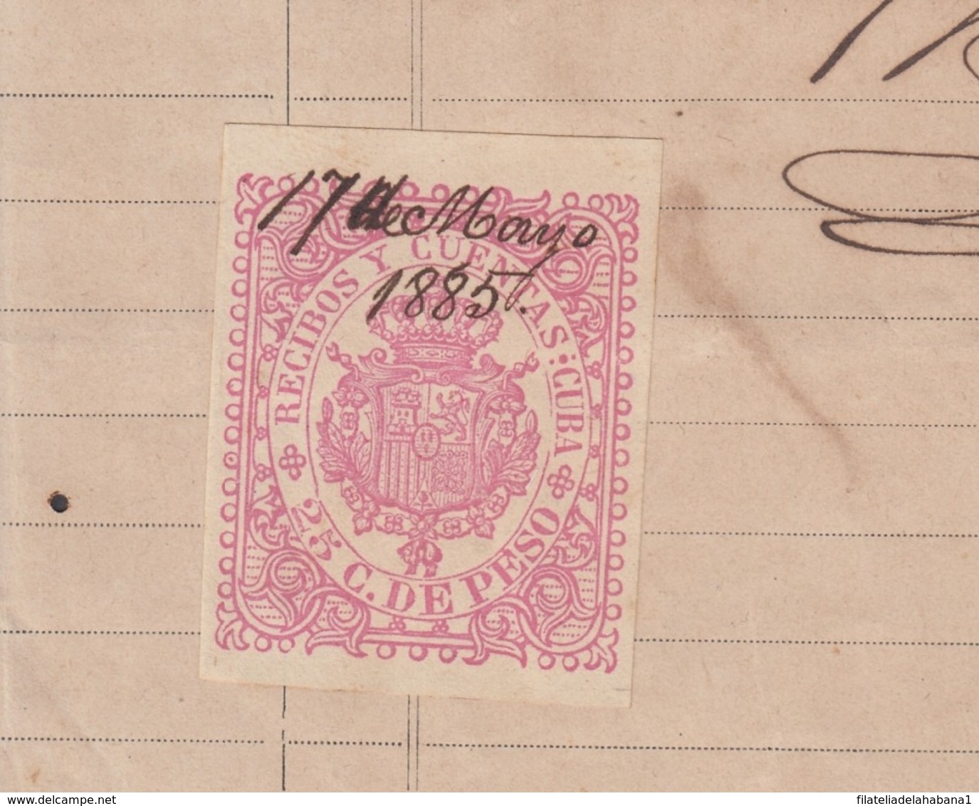 REC-139 CUBA SPAIN ESPAÑA (LG1647) RECIBOS REVENUE 1880. TREN FUNERARIO. MORTUORY INVOICE. 1885. - Postage Due