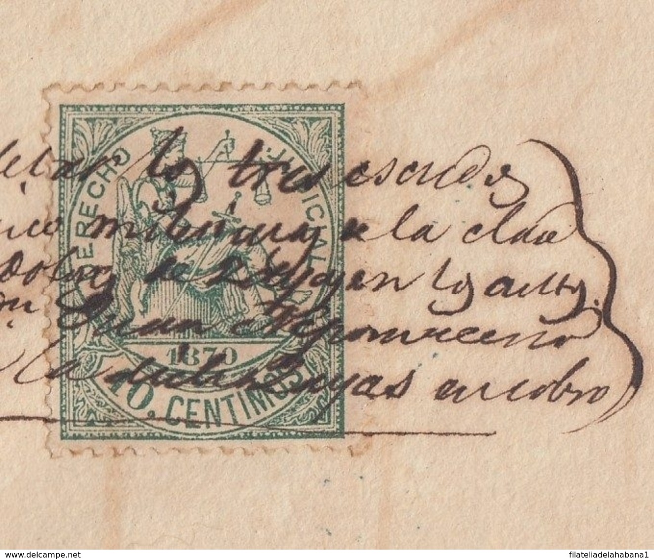 DER-113 CUBA SPAIN ESPAÑA (LG1619) DERECHO JUDICIAL REVENUE 10c 1870. PAPEL DE REINTEGROS. - Impuestos