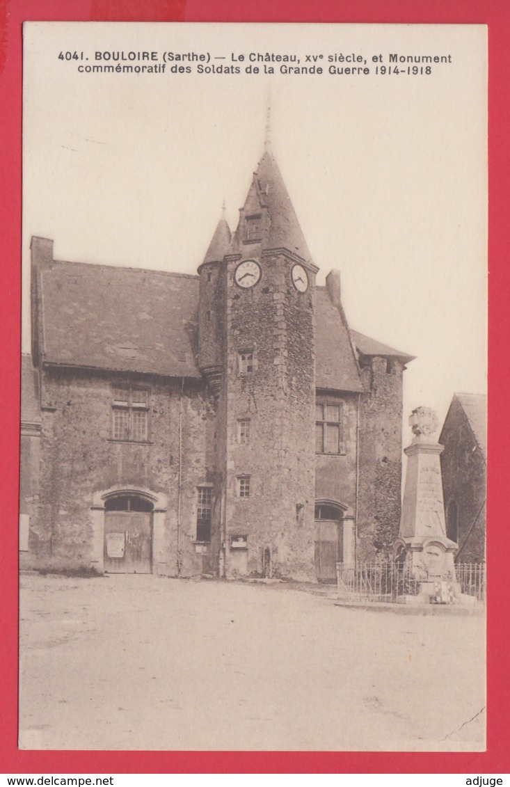 CP-72-BOULOIRE - Chateau Et Monument Aux Morts 1914-18* SUP** 2 SCAN** - Bouloire