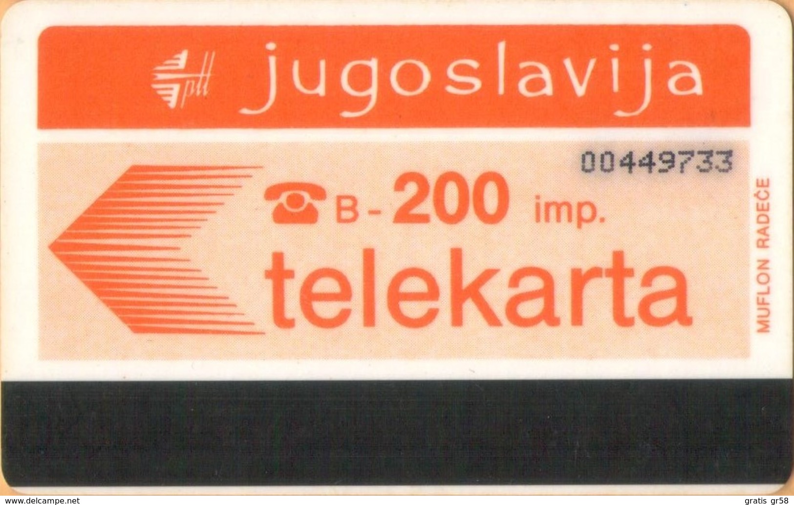 Yugoslavia - JUG-35, Autelca, Logo - Orange (Muflon Radece), 200U, CN: 8 Digits, 200.000ex, Used - Jugoslawien