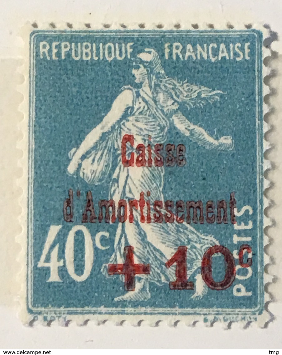 Timbre France Semeuse Caisse D'amortissement YT 246 (*) 1927, +10c Sur 40 C [bleu] (côte 6 Euros) – 456 - Neufs