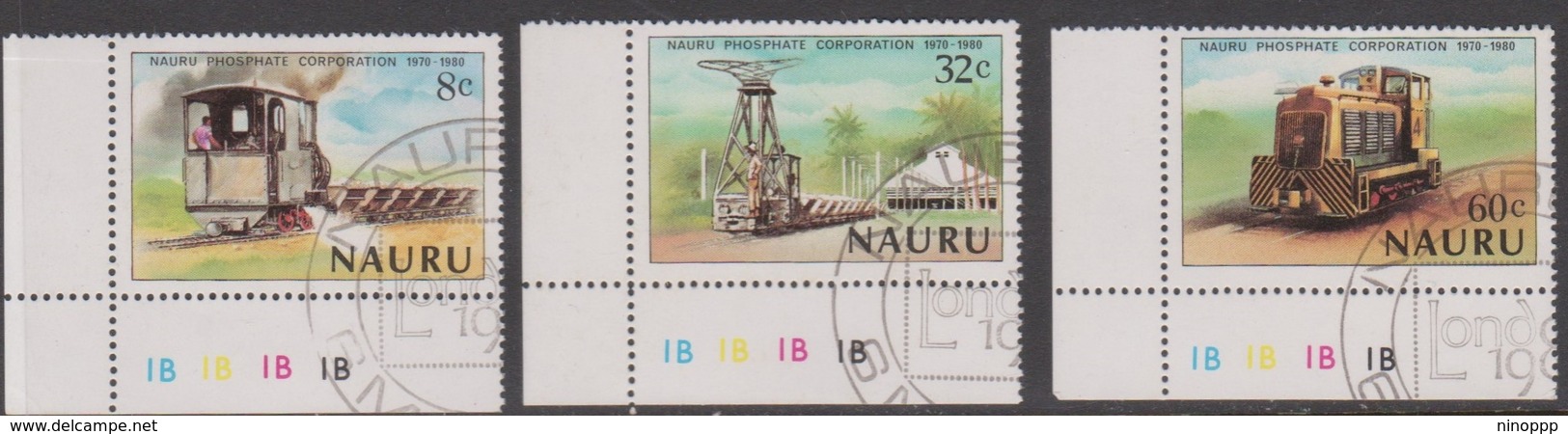 Nauru SG 224-226 1980 Posphate Corporation Railway Train, Used - Nauru