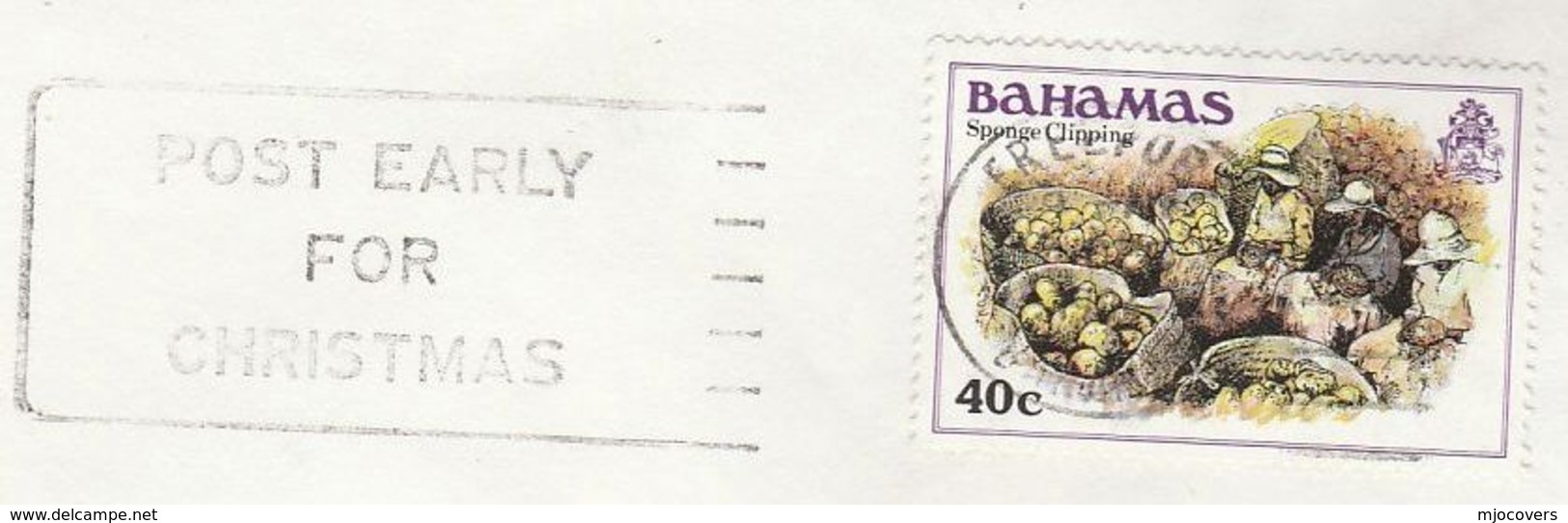 BAHAMAS Cover To MALAYSIA SEA SPONGE Stamps SLOGAN POST EARLY FOR CHRISTMAS - Bahamas (1973-...)