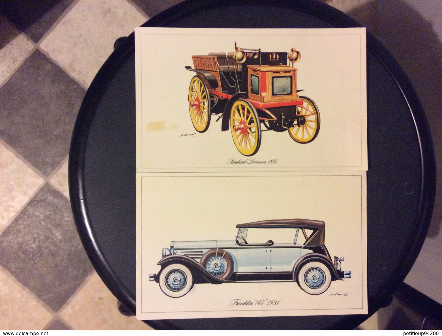 2 FICHES ILLUSTRÉES  VOITURES  *Panhard-Levassor 1895  *Franklin “145” 1931 - Voitures