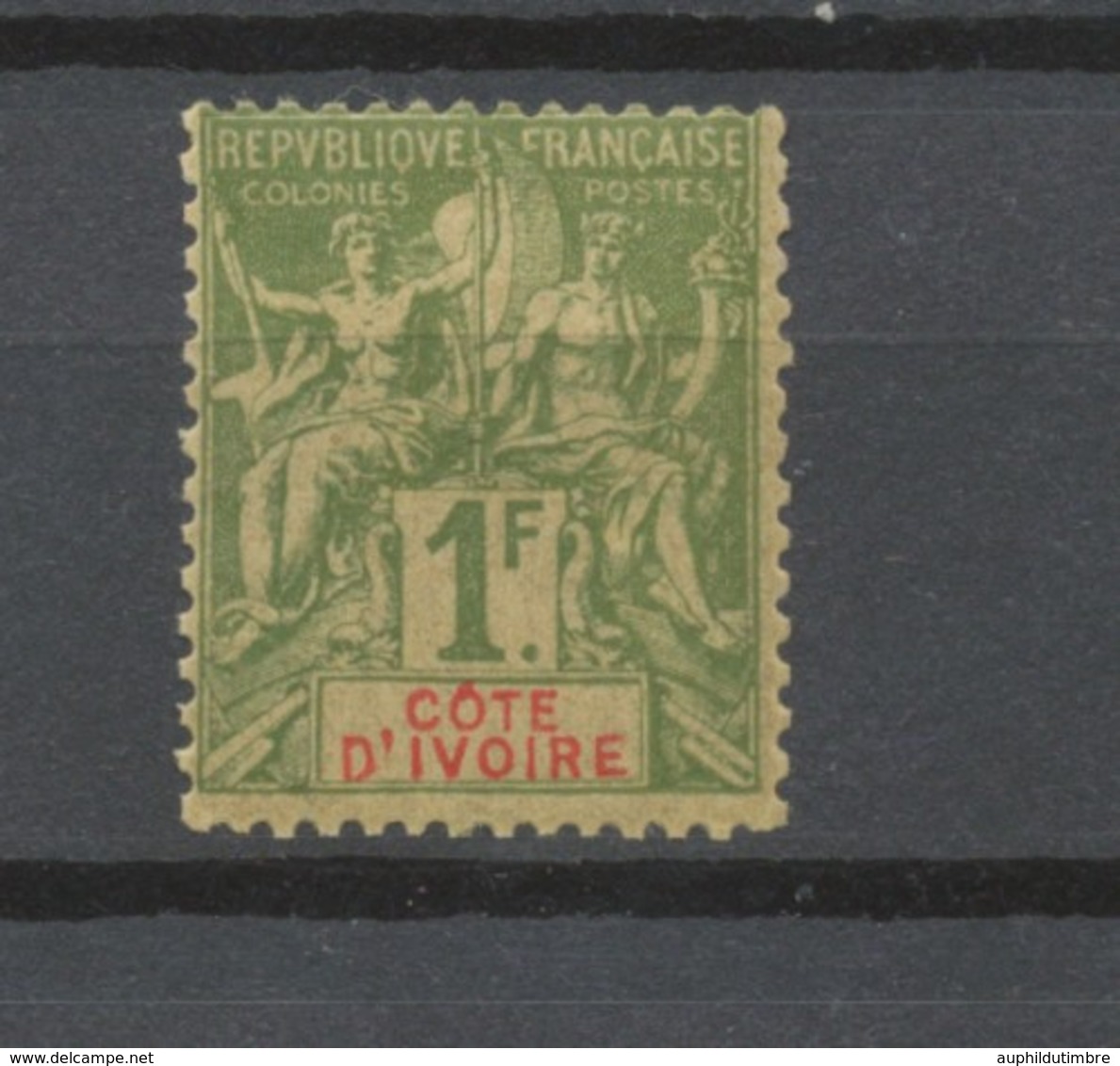 Colonie Française COTE D'IVOIRE N°13 1F Vert Olive Rge Neuf * Cote 60€. TB N3183 - Unused Stamps
