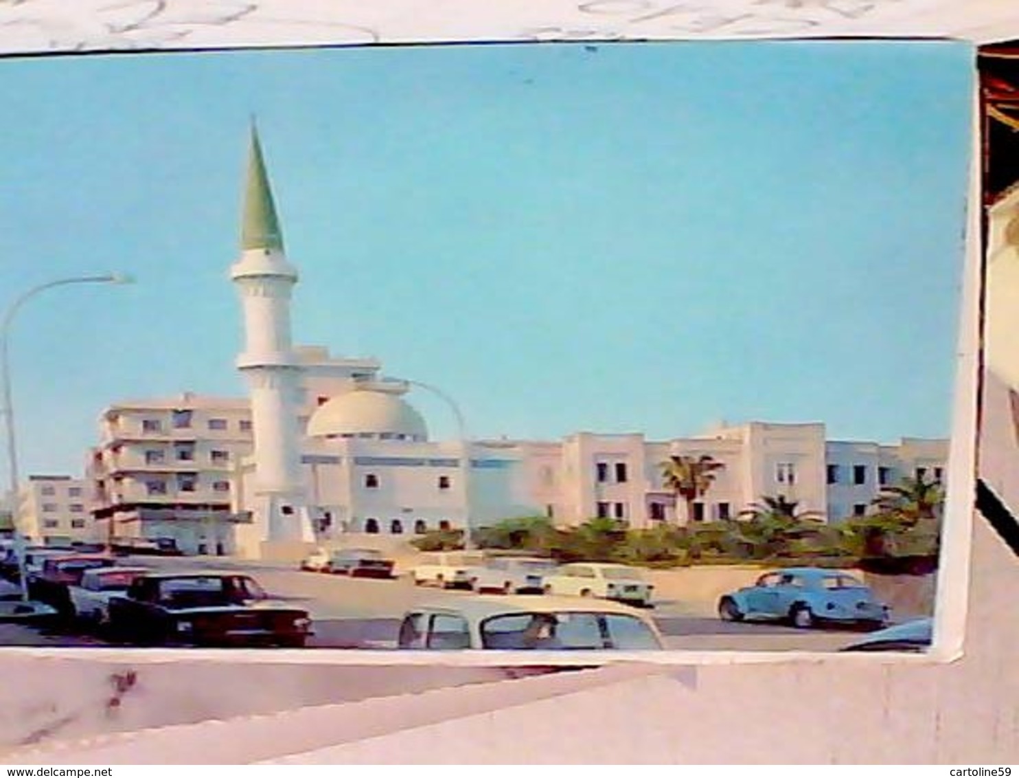 LIBIA LIBYA TRIPOLI MOSCHE MOSQUE SIDI BILIMAN AUTO CAR FIAT VW  TOYOTA MOTOR   V1978  HB8476 - Libia