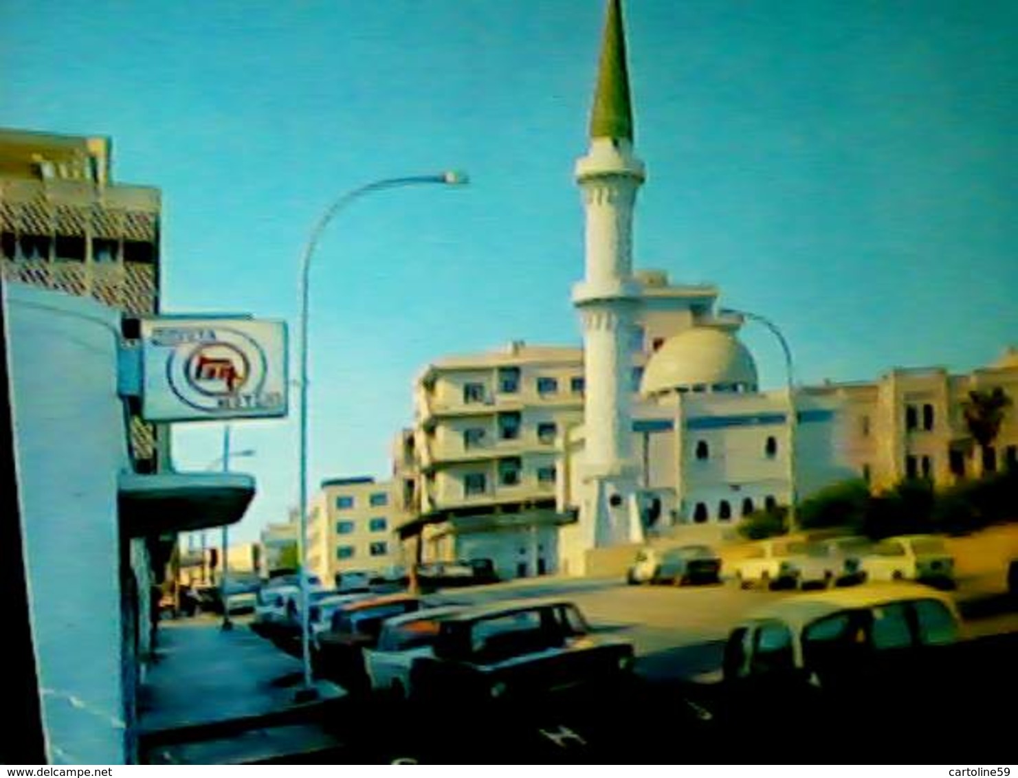 LIBIA LIBYA TRIPOLI MOSCHE MOSQUE SIDI BILIMAN AUTO CAR FIAT VW  TOYOTA MOTOR   V1978  HB8476 - Libia