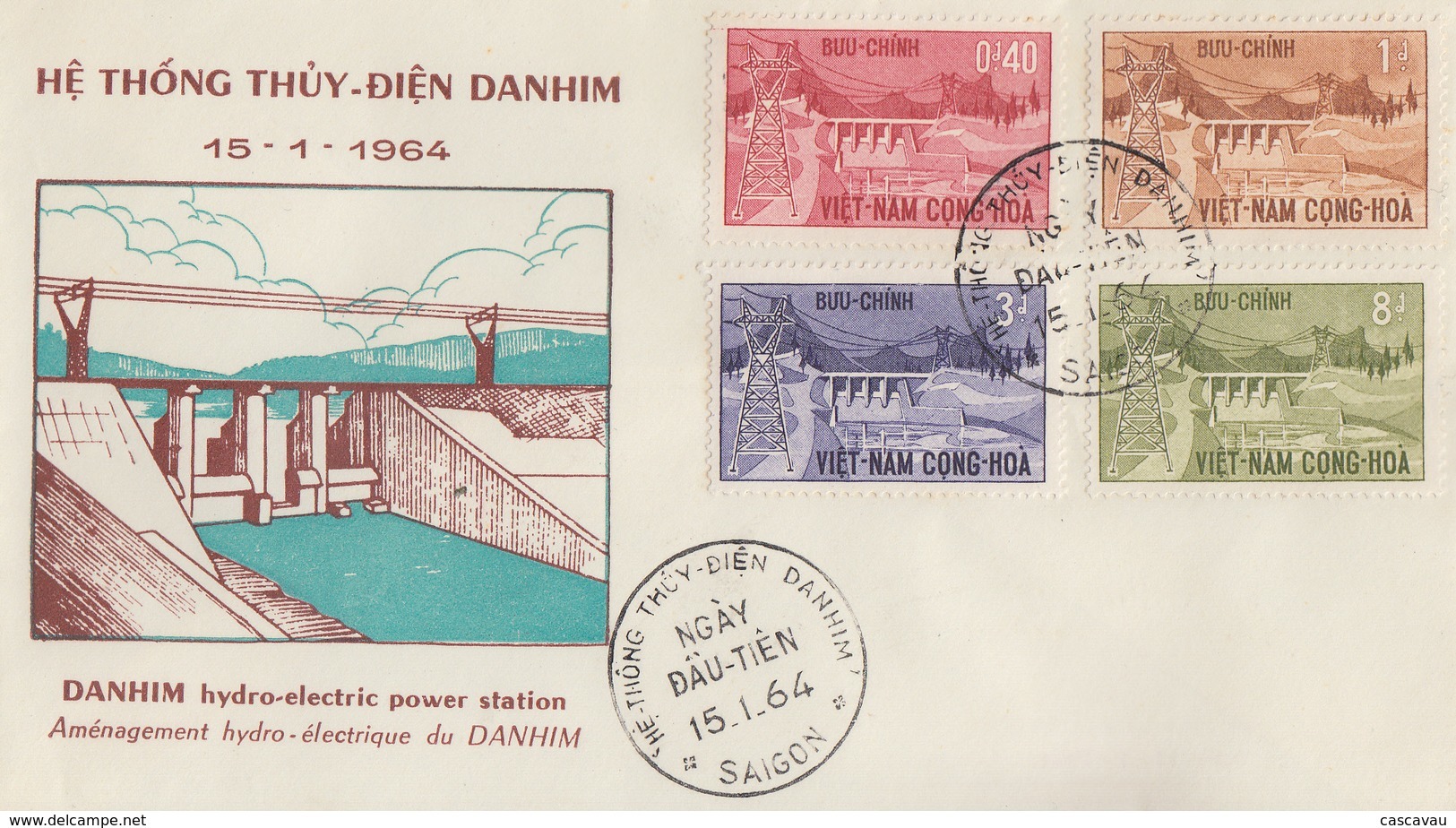 Enveloppe  FDC   1er  Jour   VIETNAM   Aménagement  Hydro- Electrique  De  DANHIM   1964 - Vietnam