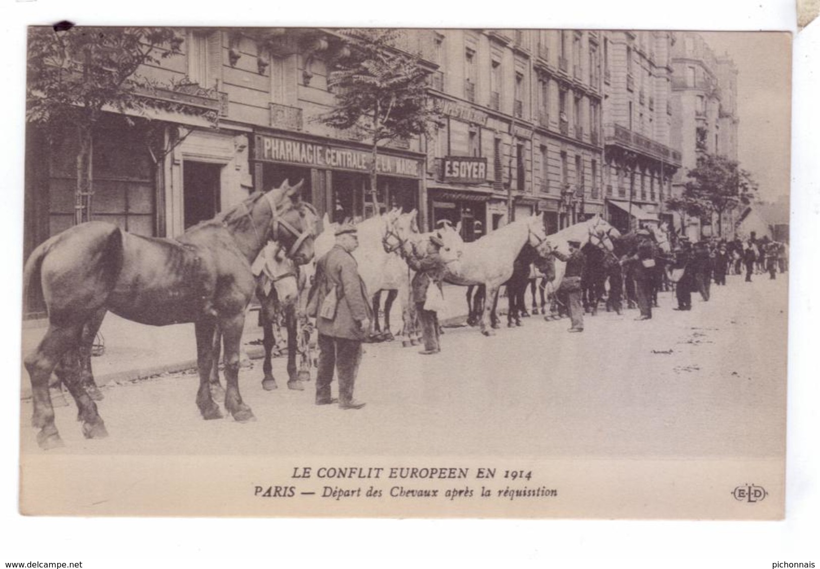 GUERRE 14 18 CONFLIT EUROPEEN 1914 Paris Depart Des Chevaux Apres La Requisition - Guerre 1914-18