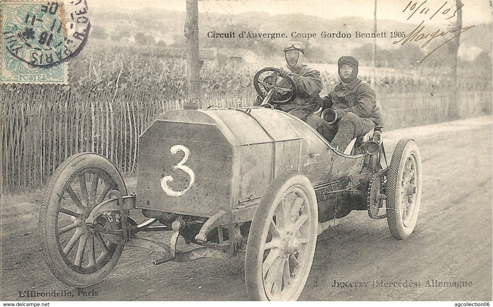 *CIRCUIT D'AUVERGNE. COUPE GORDON BENNETT 1905. N°3 JENATZY ( MERCEDES ) ALLEMAGNE - Bus & Autocars