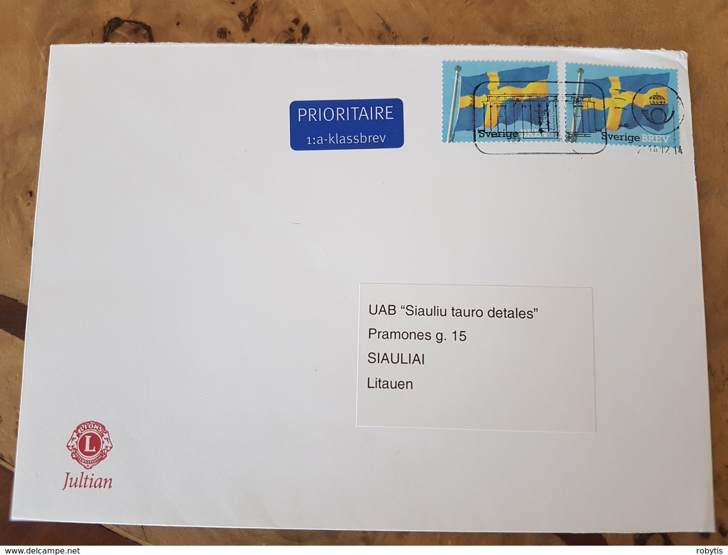 Sweden Sverige Cover Sent To Lithuania 2015 Flag - Covers & Documents