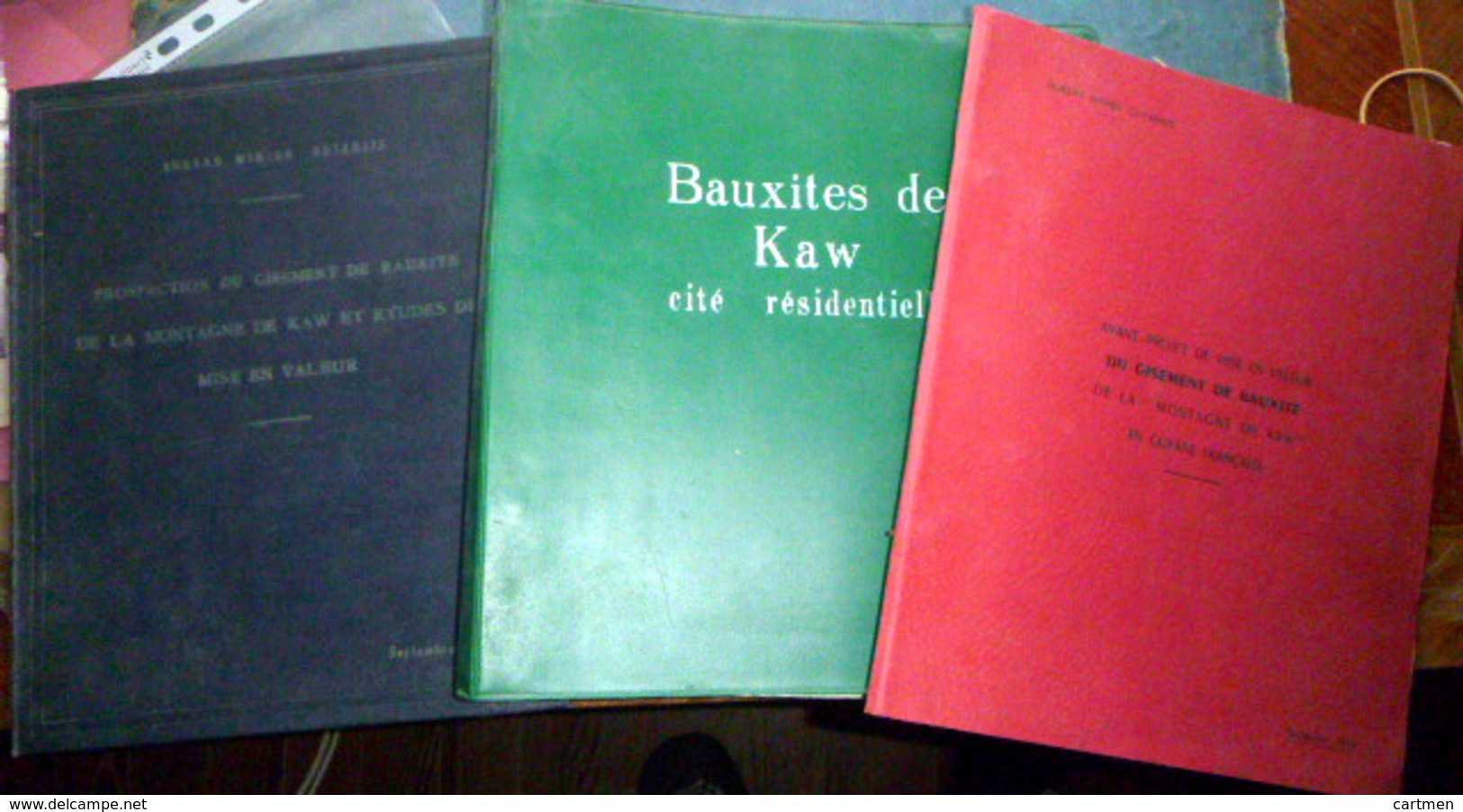 GUYANE BAUXITE DE KAW DOSSIER DE PROSPECTION ET  D'EXPLOITATION TROIS IMPORTANTS DOCUMENTS AVEC CARTES ET GRAVURES 1955 - Autres & Non Classés