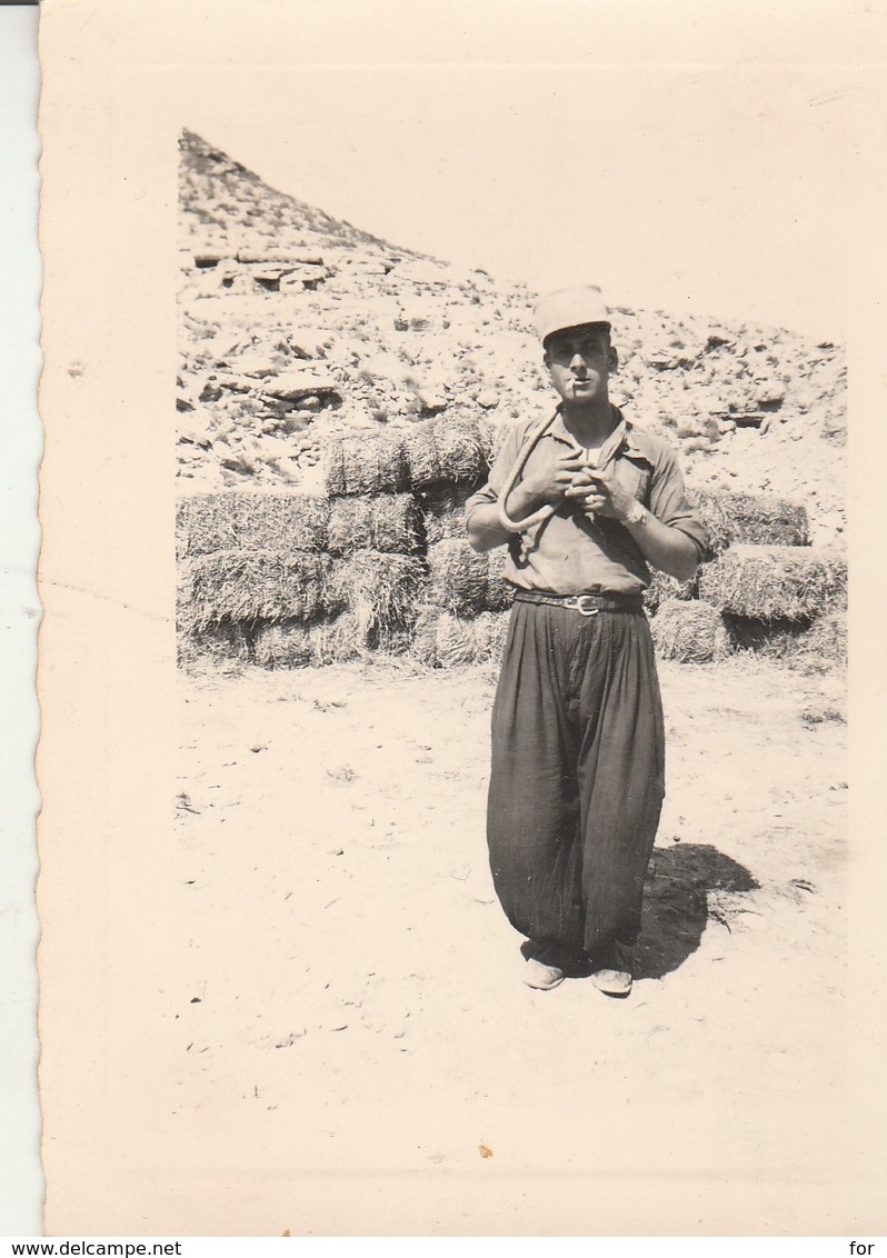 Photo Militaire : Tunisie : 1936 : Soldat Et Serpent : à Définir . ( Format 10,5cm X 7,7cm ) - Guerre, Militaire