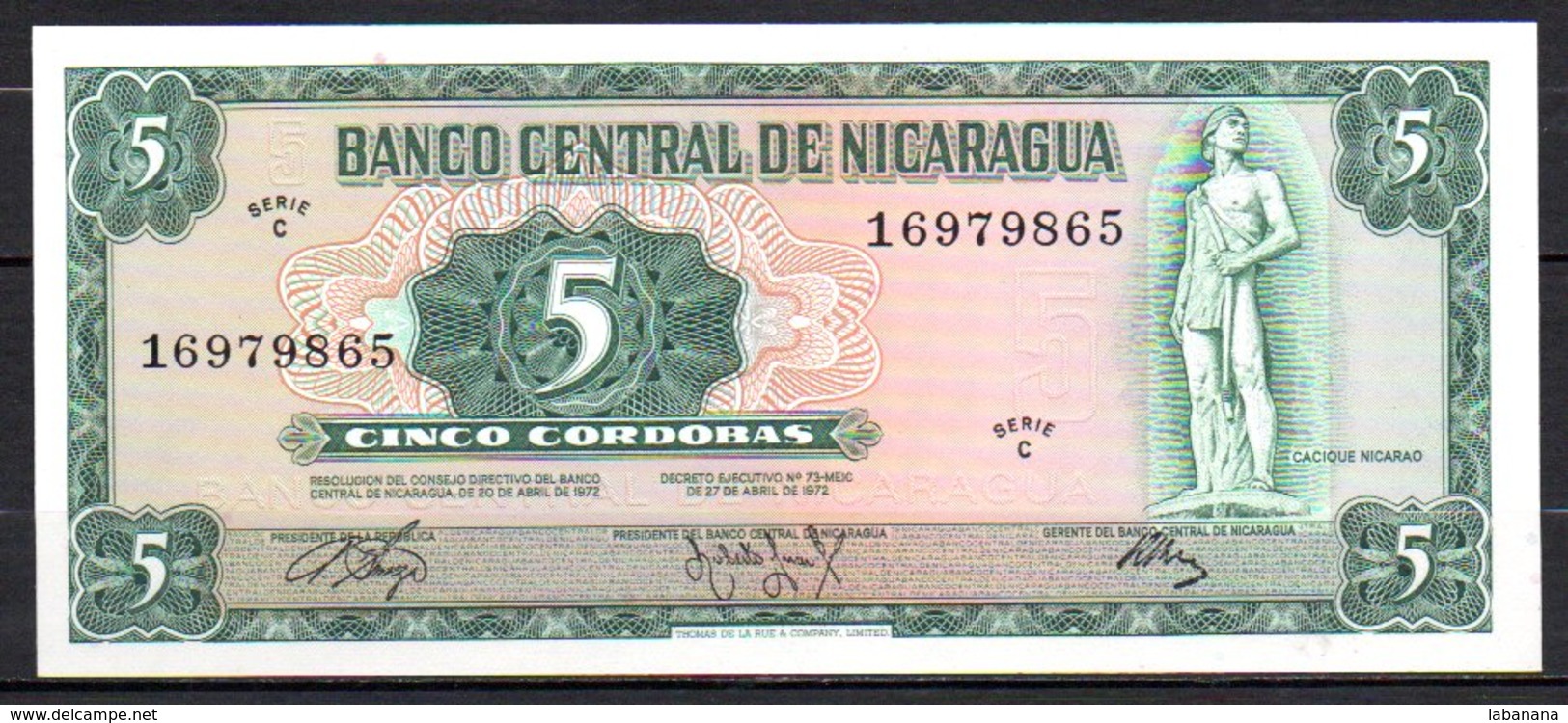 619-Nicaragua Billet De 5 Cordobas 1972 C169 Neuf - Nicaragua