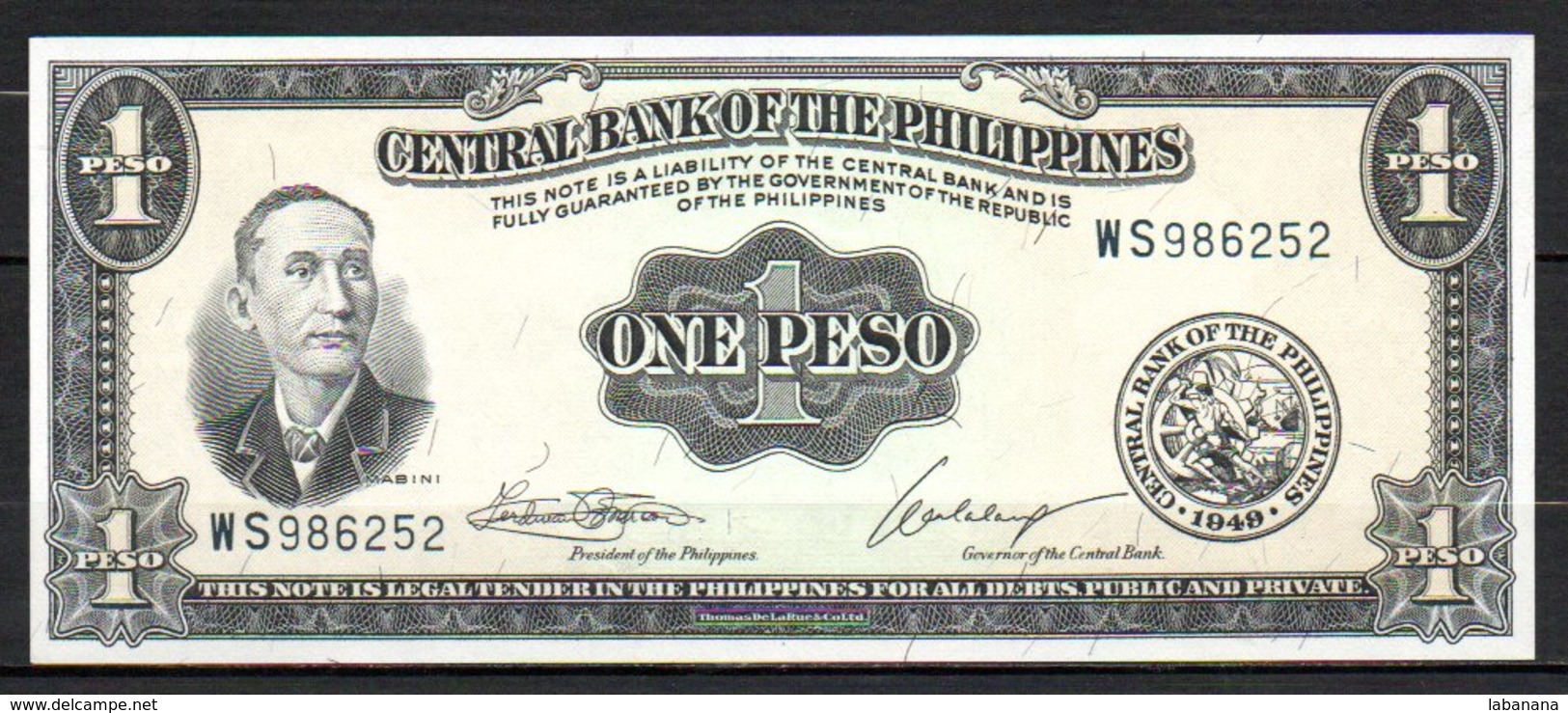 619-Philippines Billet De 1 Peso 1949 WS986 Sig.7 Neuf - Philippines