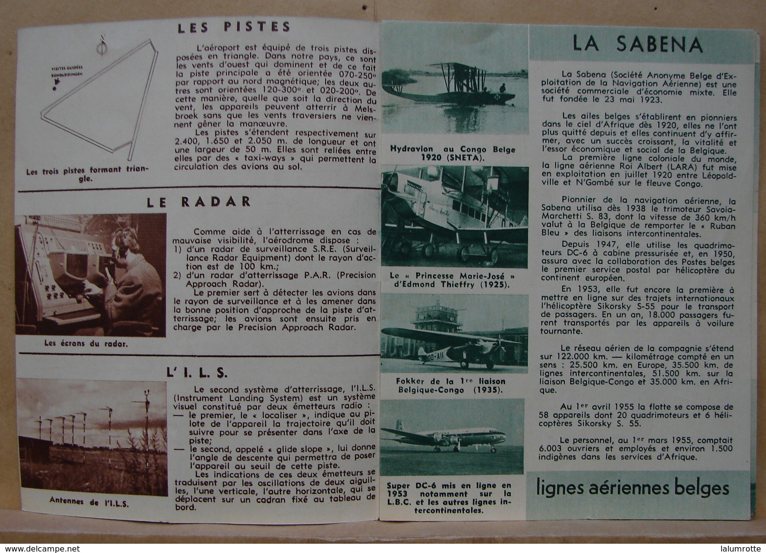 Pu. 81. Petit Feuillet Publicitaire De 8 Pages Sur L’aéroport De  Melsbroek, La Sabena, Les Avions, Visite Guidée - Advertising