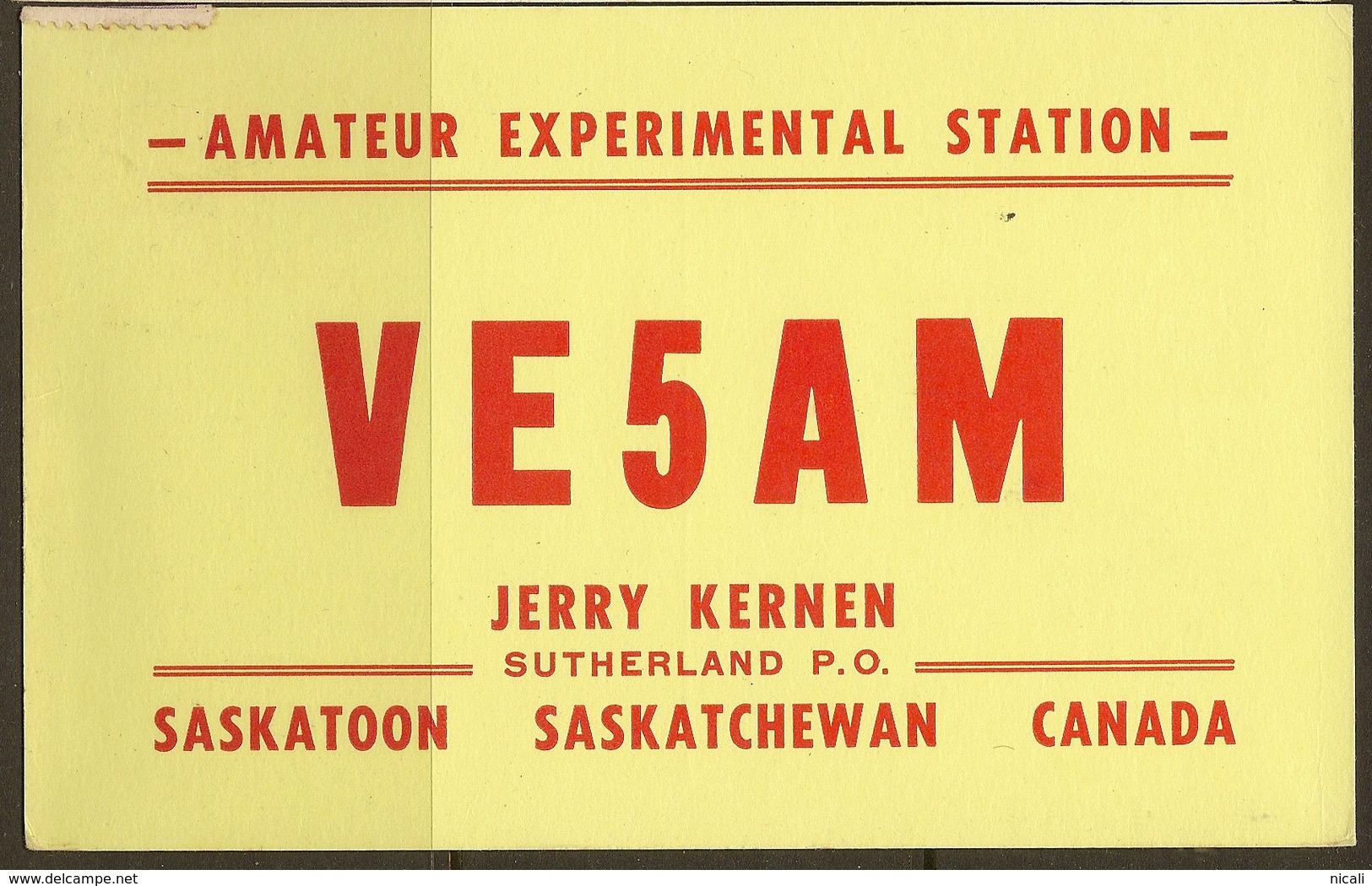 CANADA 1957 QSL Ham Radio Card VE5AM U ZZ2222 - Saskatoon