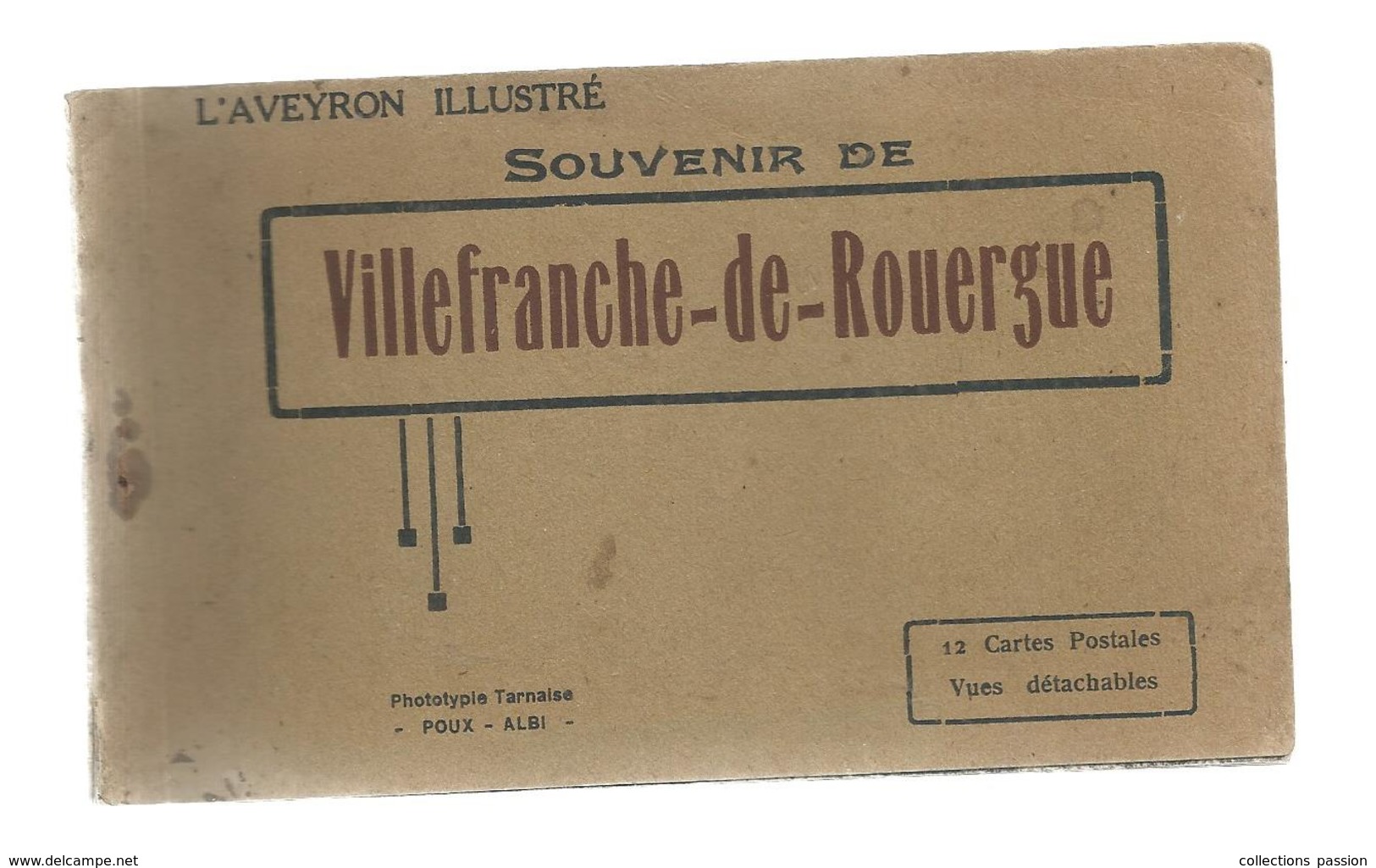 Cp , 12 , Souvenir De VILLEFRANCHE DE ROUERGUE, L'Aveyron Illustré , Ed. Poux , Carnet De 10 Cartes Postales - Villefranche De Rouergue