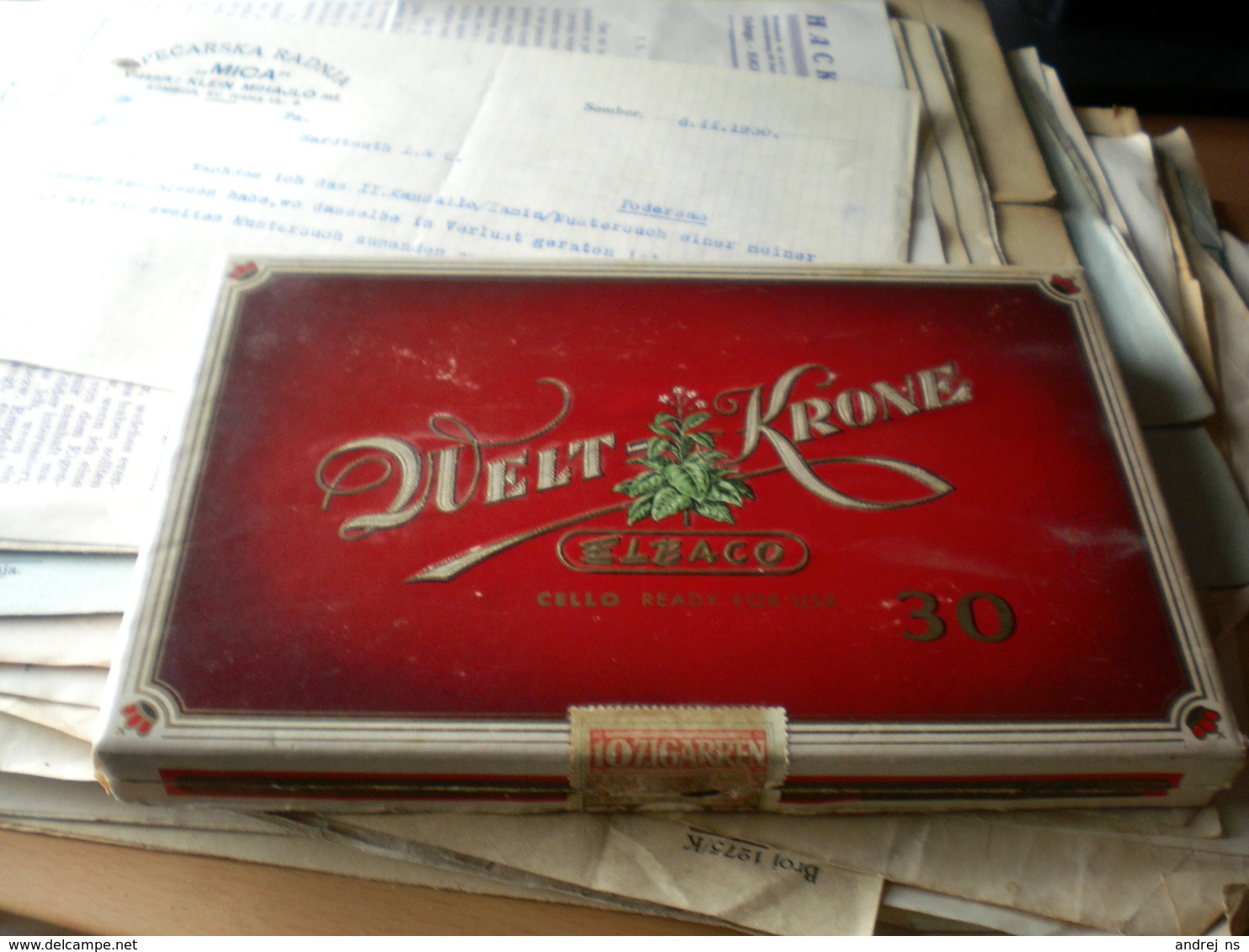 Old Cardboard Box Duelt Krone Elbaco Cello Ready  For Use 30 10 Zigarren - Tabaksdozen (leeg)