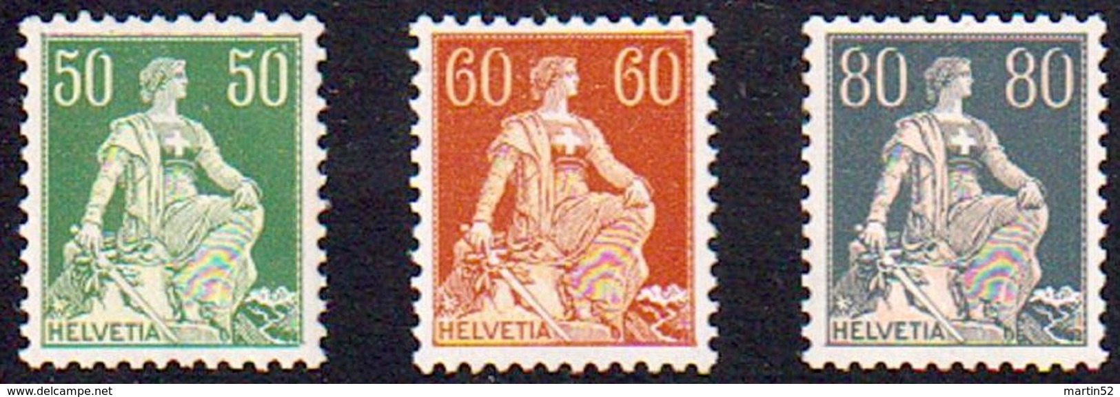 Schweiz Suisse 1940: Helvetia Zu 113y+140y+141y Mi 107y+140y+141y (glattes Kreide-Papier Lisse Crayeux) (Zu CHF 140.00) - Abarten