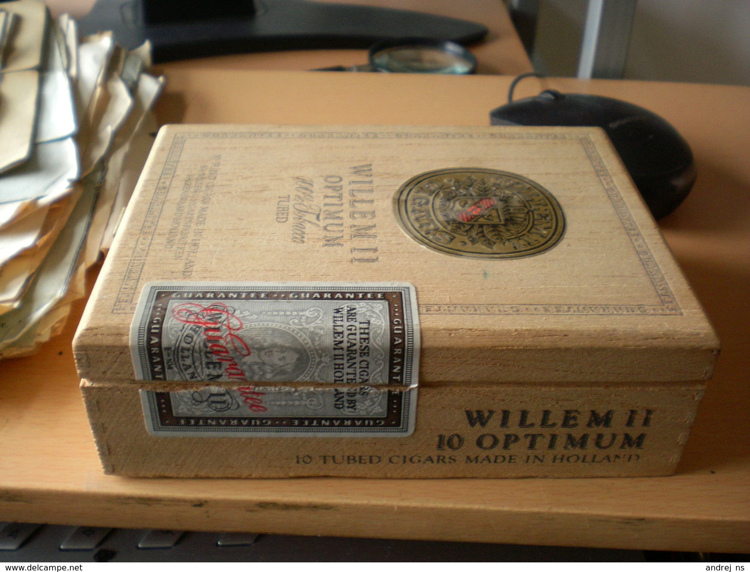 Old Wooden Box Willem II Optium 100% Tobacco Tubes  Made In Holland - Boites à Tabac Vides