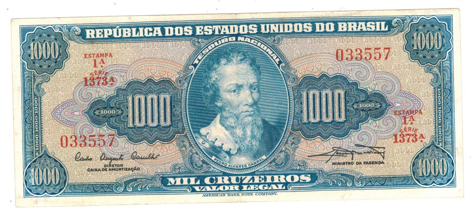 Brazil, 1000 Cz. P-173a. AUNC. RARE. - Brazil