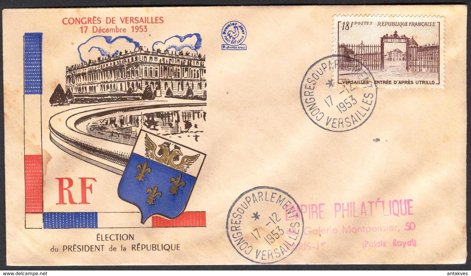 {F005} France 1953 Versailles FDC See Scan !! - 1950-1959